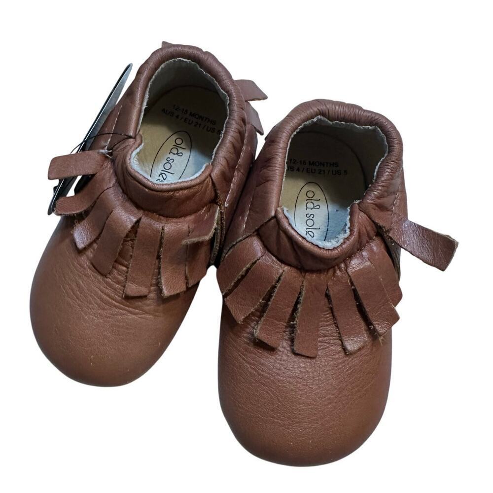 New Old Soles Fringe Booties sz 21 (US 5) Tan Fringe Booties